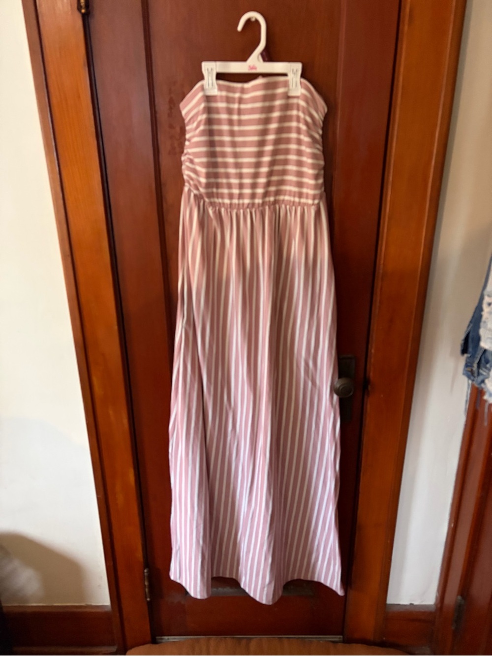 Pinkblush Pink and White Striped Strapless Maxi Dress